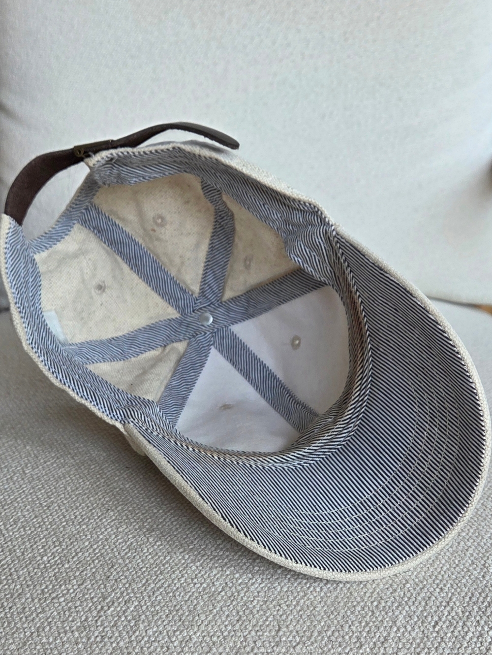Baseball Cap Cream Canvas Adjustable Dad Hat Minimal Neutral - Picture 4 of 4